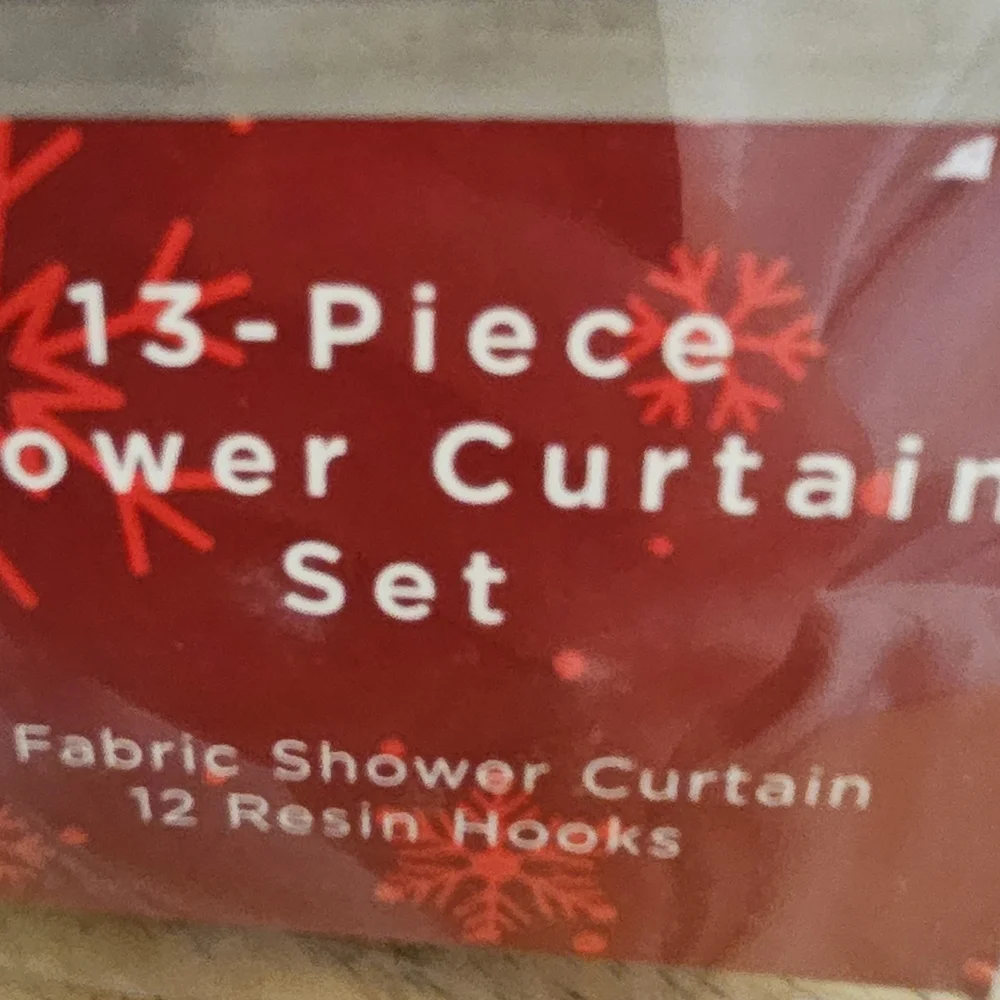 Christmas Plaid Shower Curtain Red Decor Holiday 72X72 13 Piece Hooks Fabric